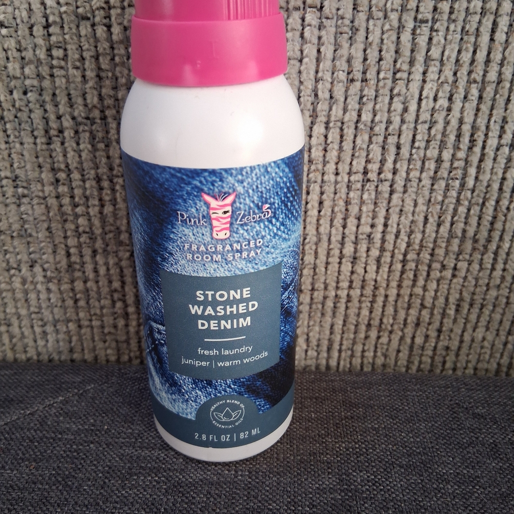 Pink Zebra Stone Washed Denim Room Spray